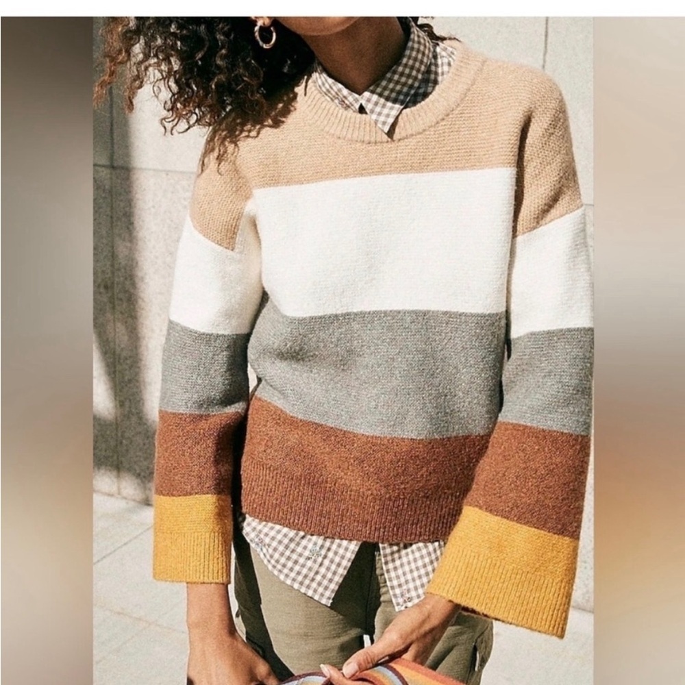 Madewell Colorblock Crew Neck Knit Sweater | Women’s XS